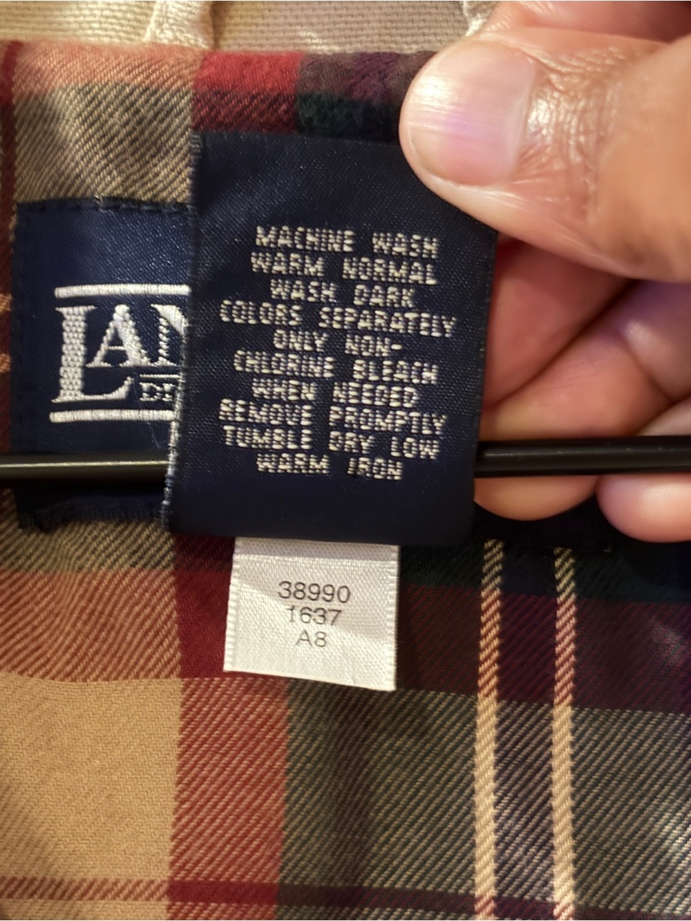 VTG Lands End Chore Jacket Mens XL Tall Tan Cotton Canvas Plaid Lined Gorpcore - Picture 7 of 15